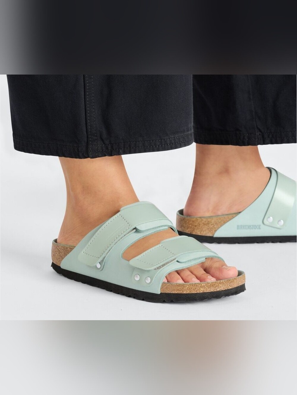Size 41 Birkenstock Arizona Pastel Green Adjustable Two-Strap Sandals